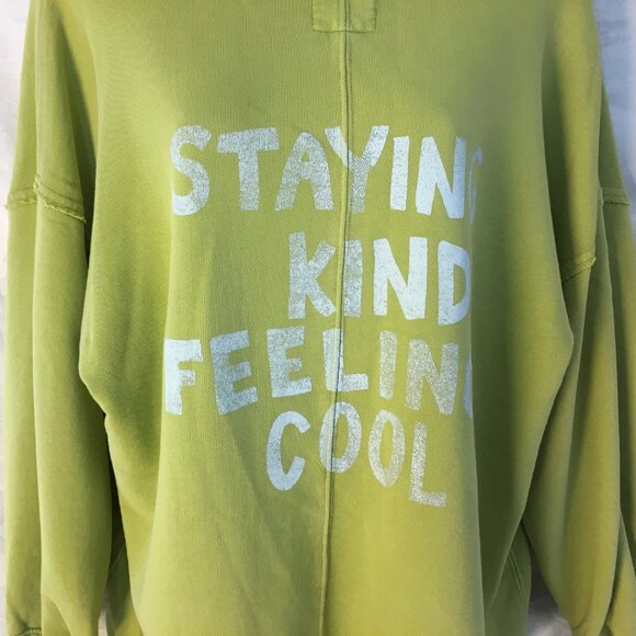 Aerie Lime Green Distressed Pullover Staying Kind Feeling Cool Sz XS Sweatshirt - Picture 4 of 16